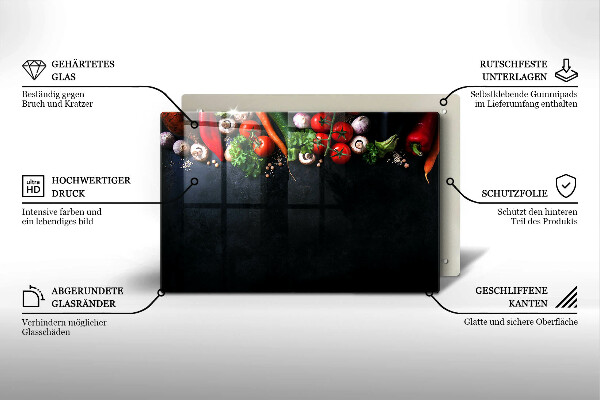 Skleněná deska za sporák Barevná zelenina