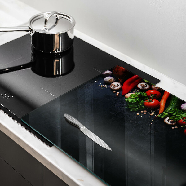 Skleněná deska za sporák Barevná zelenina