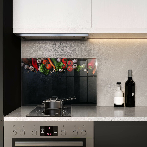 Skleněná deska za sporák Barevná zelenina