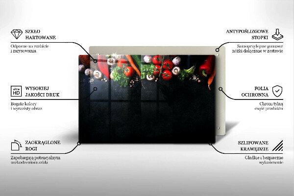 Skleněná deska za sporák Barevná zelenina