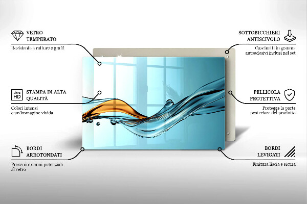 Skleněná deska za sporák Voda na modrém pozadí