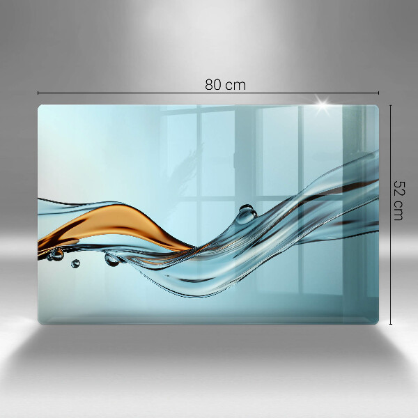 Skleněná deska za sporák Voda na modrém pozadí