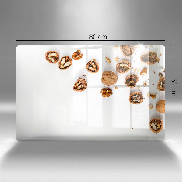 Skleněná deska za sporák Ořechy na bílém pozadí