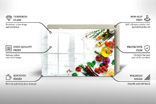 Skleněná deska za sporák Zelenina a koření