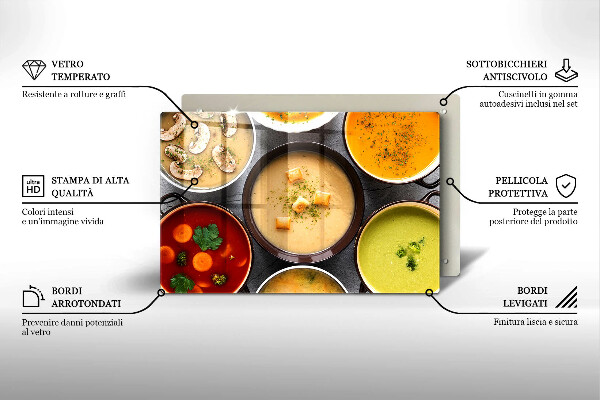 Skleněná deska za sporák Barevné polévky