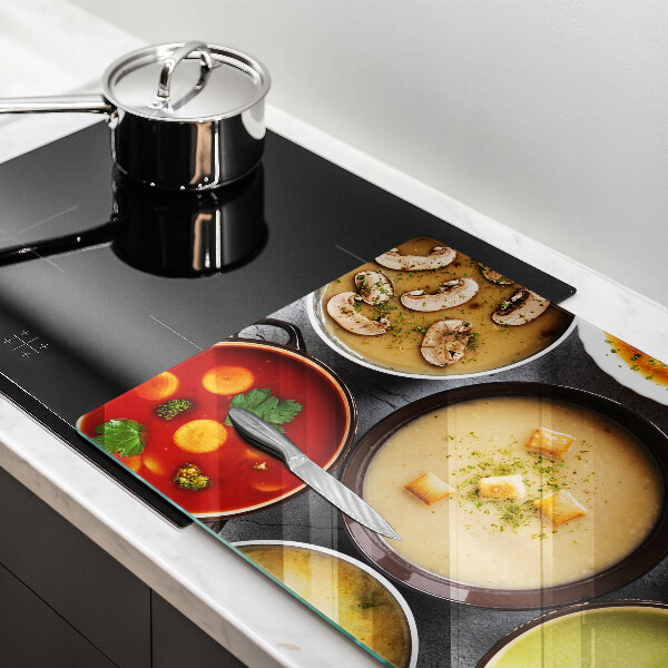 Skleněná deska za sporák Barevné polévky