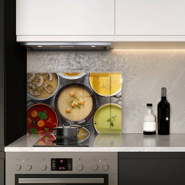 Skleněná deska za sporák Barevné polévky