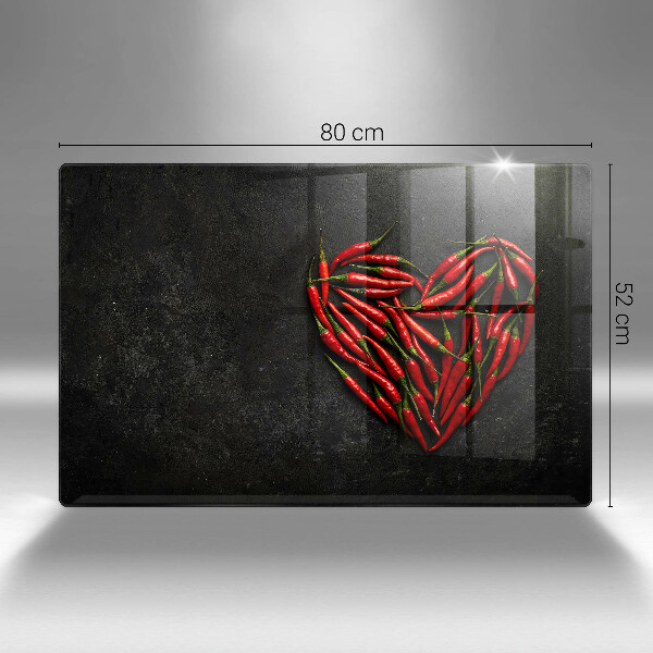 Skleněná deska za sporák Chilli paprička srdce