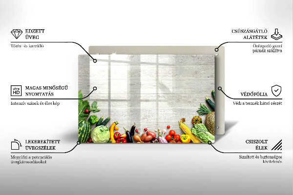 Skleněná deska za sporák Zelenina na krytech