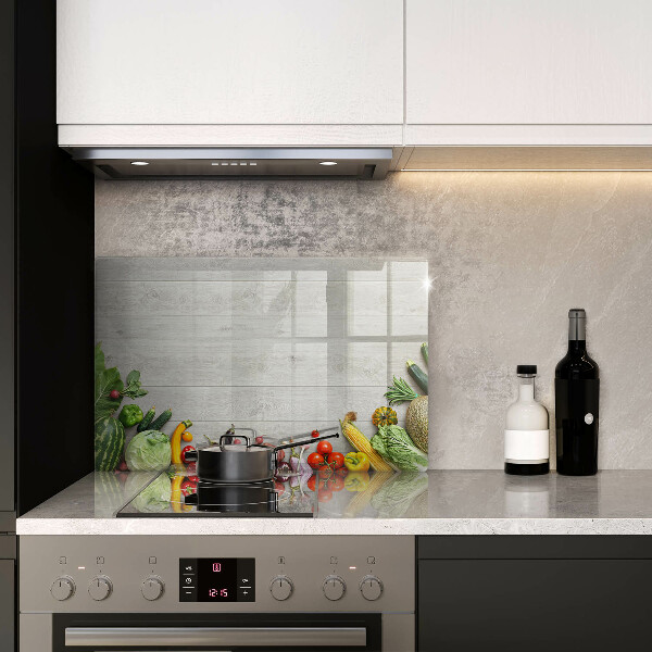 Skleněná deska za sporák Zelenina na krytech