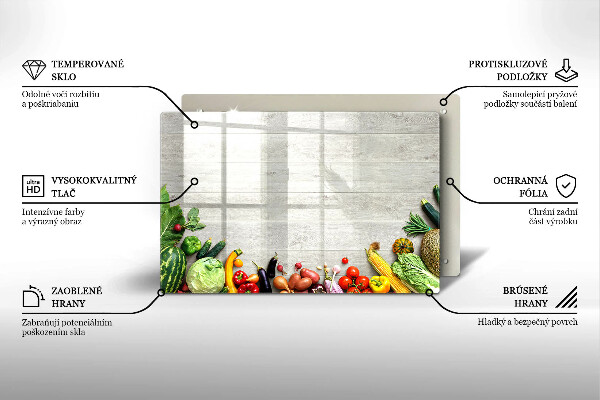 Skleněná deska za sporák Zelenina na krytech