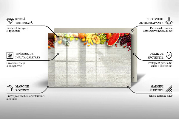 Skleněná deska za sporák Ovoce na obalech