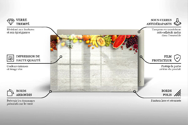 Skleněná deska za sporák Ovoce na obalech