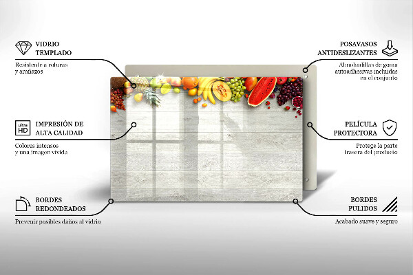 Skleněná deska za sporák Ovoce na obalech