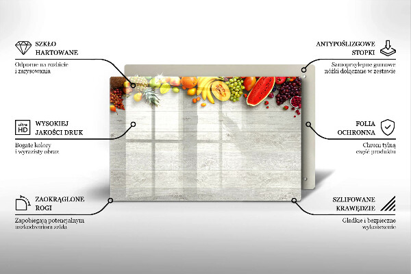 Skleněná deska za sporák Ovoce na obalech