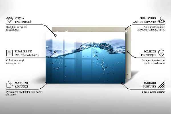 Skleněná deska za sporák Modrá voda