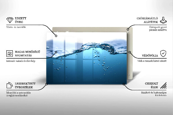 Skleněná deska za sporák Modrá voda
