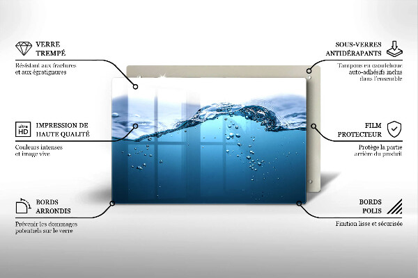 Skleněná deska za sporák Modrá voda