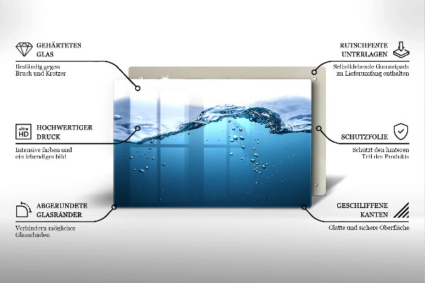 Skleněná deska za sporák Modrá voda