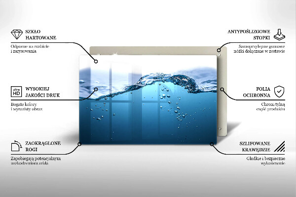 Skleněná deska za sporák Modrá voda