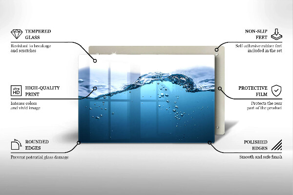 Skleněná deska za sporák Modrá voda