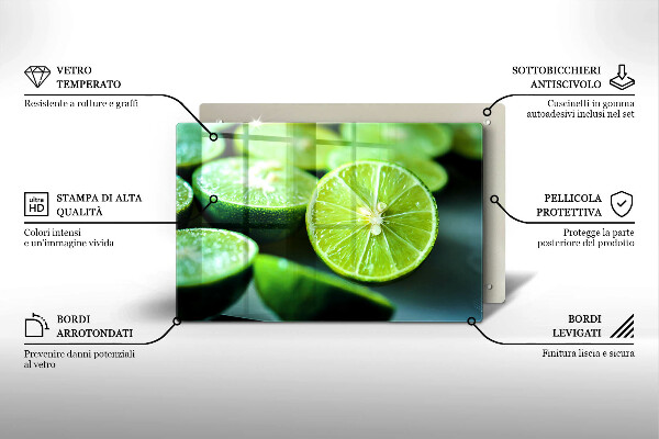 Skleněná deska za sporák Limetkový citrus