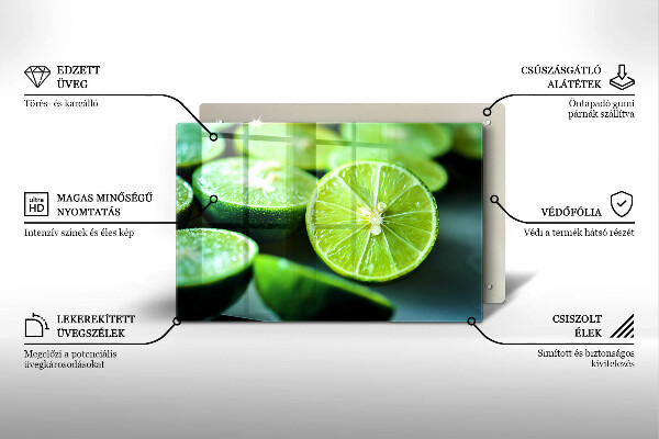 Skleněná deska za sporák Limetkový citrus