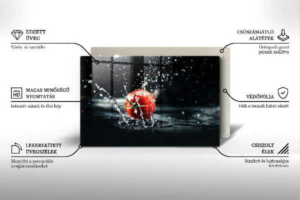 Skleněná deska za sporák Rajče ve vodě