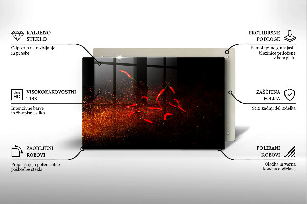 Skleněná deska za sporák Pálivé chilli papričky