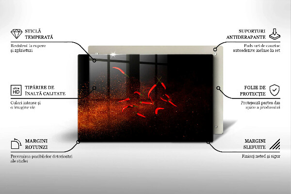 Skleněná deska za sporák Pálivé chilli papričky