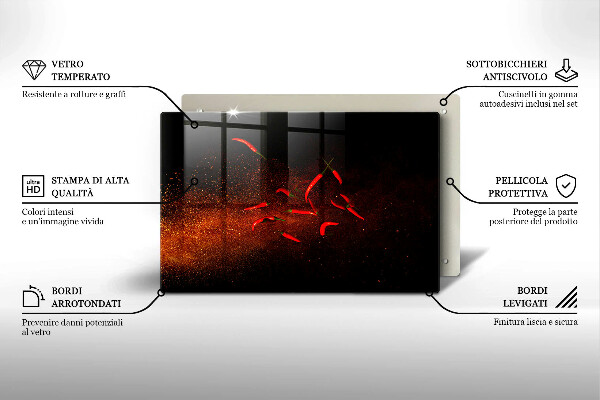 Skleněná deska za sporák Pálivé chilli papričky