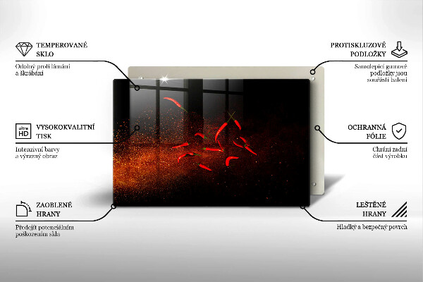 Skleněná deska za sporák Pálivé chilli papričky