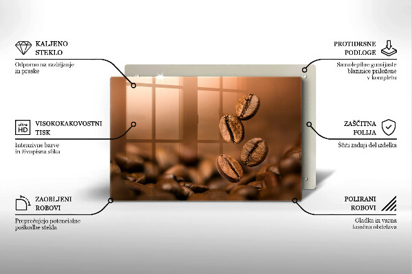 Skleněná deska za sporák Kávová zrna