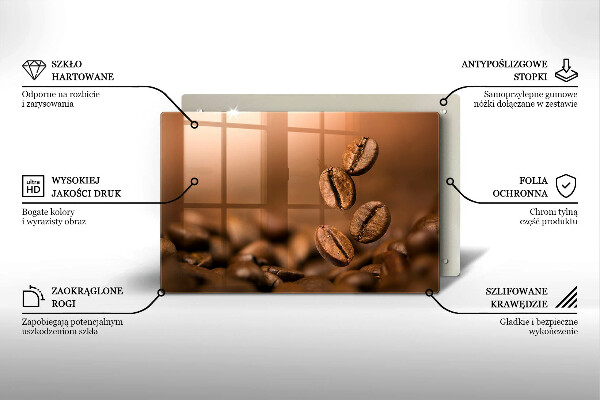 Skleněná deska za sporák Kávová zrna