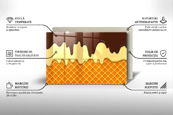 Skleněná deska za sporák Ilustrace kornoutu zmrzliny
