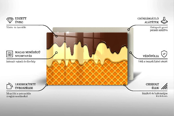 Skleněná deska za sporák Ilustrace kornoutu zmrzliny