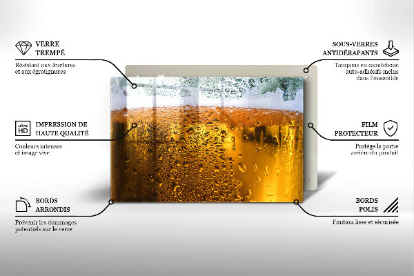 Skleněná deska za sporák Mokrá sklenice piva