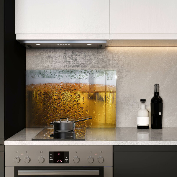 Skleněná deska za sporák Mokrá sklenice piva