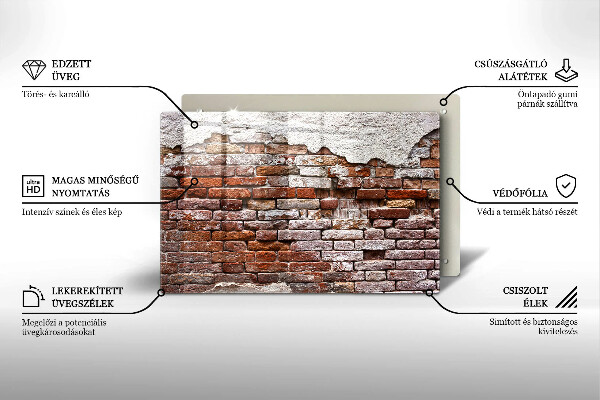 Skleněná deska za sporák Staré cihlové a betonové zdi