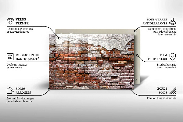 Skleněná deska za sporák Staré cihlové a betonové zdi