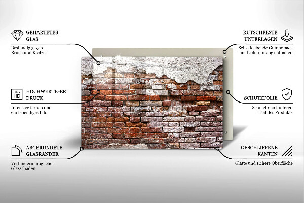 Skleněná deska za sporák Staré cihlové a betonové zdi