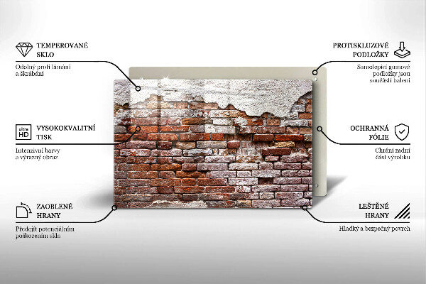 Skleněná deska za sporák Staré cihlové a betonové zdi