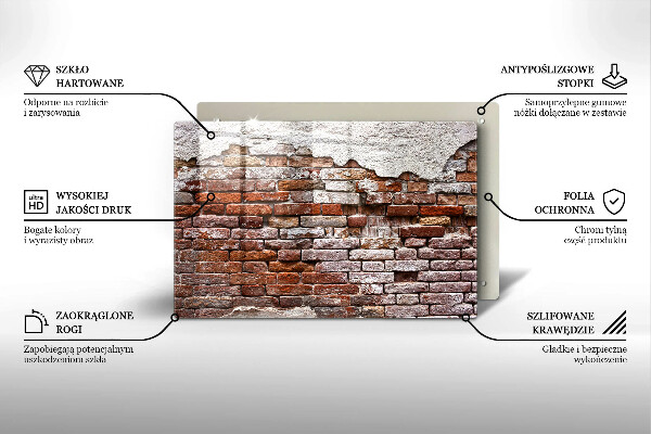 Skleněná deska za sporák Staré cihlové a betonové zdi