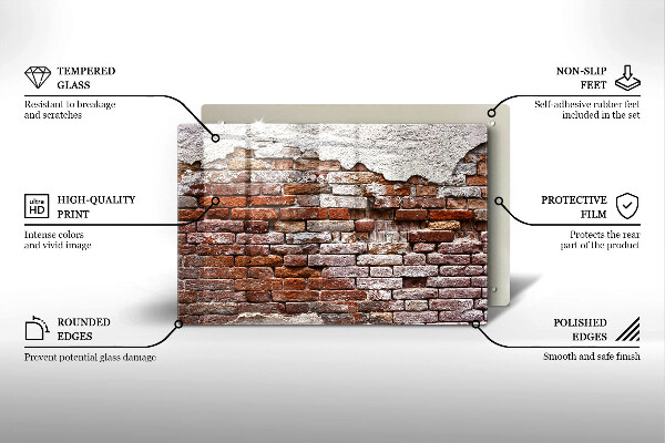 Skleněná deska za sporák Staré cihlové a betonové zdi