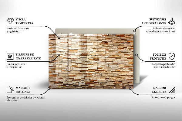 Skleněná deska za sporák Textura dekorativních kamenů