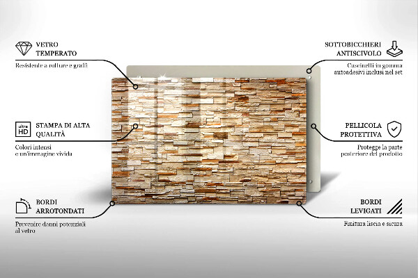 Skleněná deska za sporák Textura dekorativních kamenů