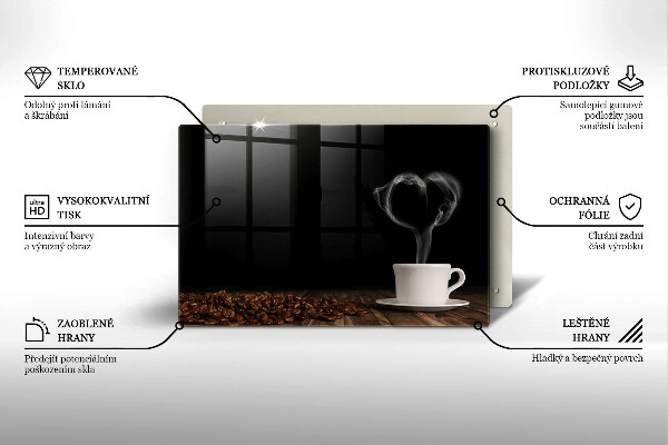 Skleněná deska za sporák Srdce šálku kávy