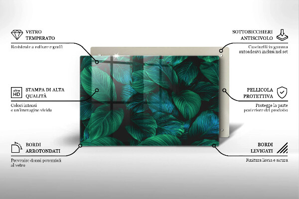 Skleněná deska za sporák Listy džungle