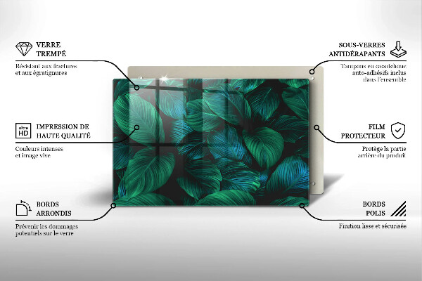 Skleněná deska za sporák Listy džungle