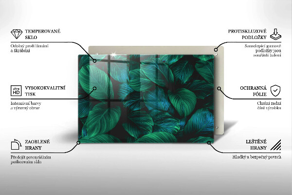 Skleněná deska za sporák Listy džungle